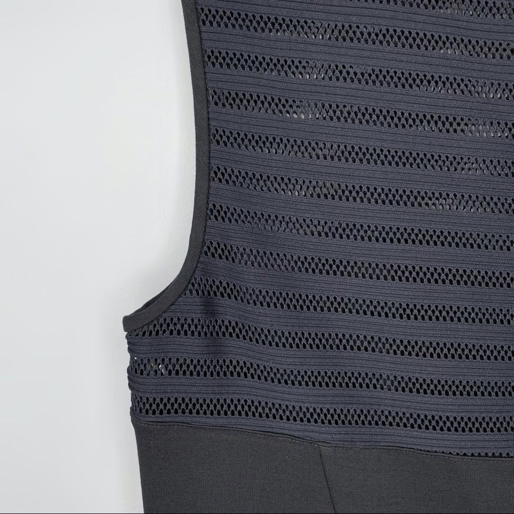Shoshanna Women’s Stretch Mesh Stripe Calvin Sleeveless Dress Size 12 Black Navy - Picture 10 of 11